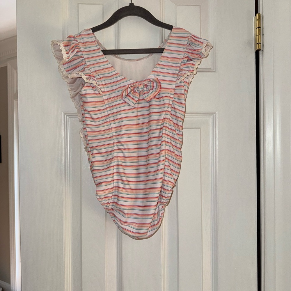GUC Charming Mary size 8Y Striped Ruffle One Piece Bathing Suit - Picture 2 of 3